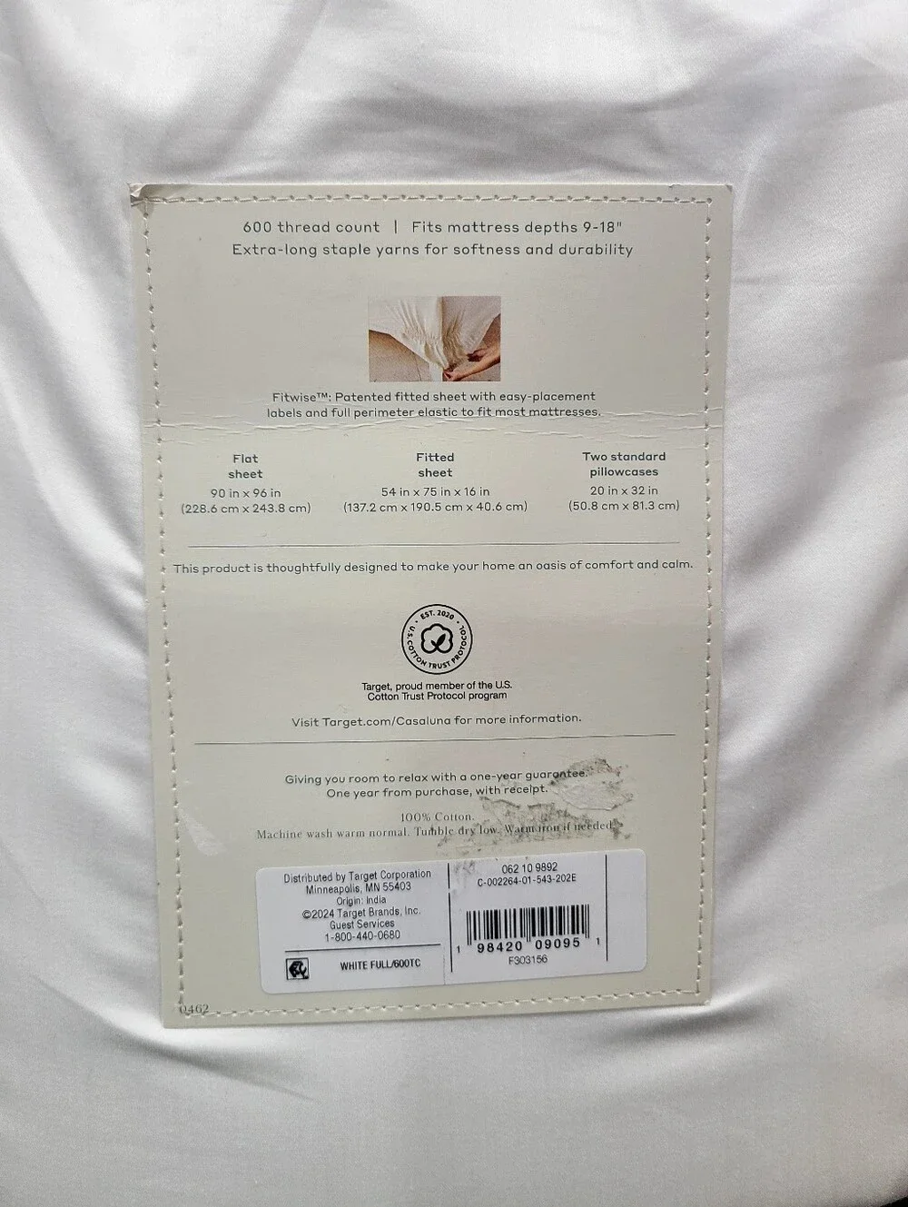 Casaluna Full 600 Thread Count Sateen Sheet Set White - Casaluna™